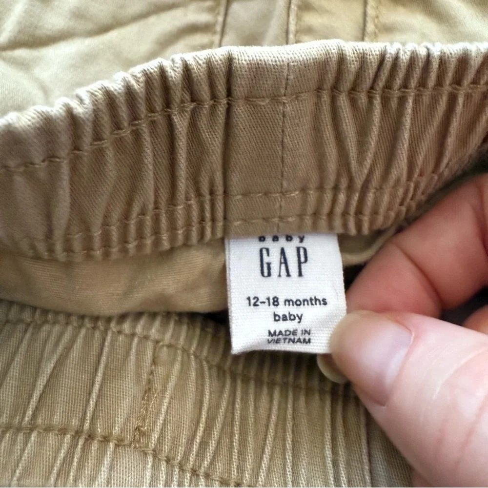Baby Gap Khaki Drawstring Shorts 12-18 Months Cotton Blend Classic Prep Neutral‎